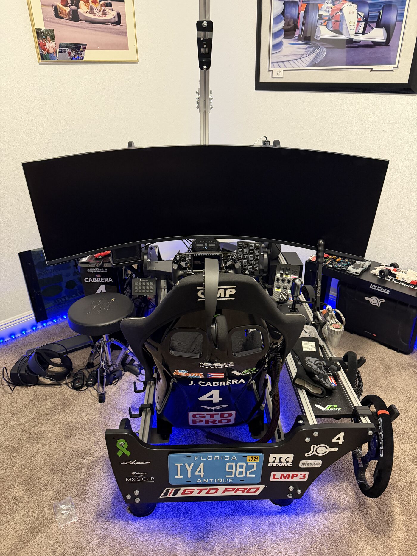 A finished racing simulator in a customer's home